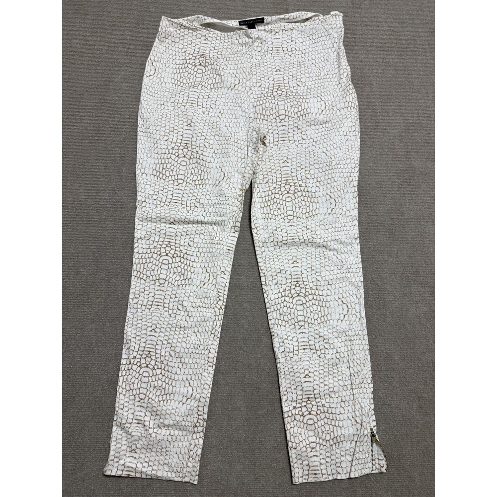 Chicos Black Label Pants Womens 1.5 Snake Print Slim Leg Zipper Detail Stretch
